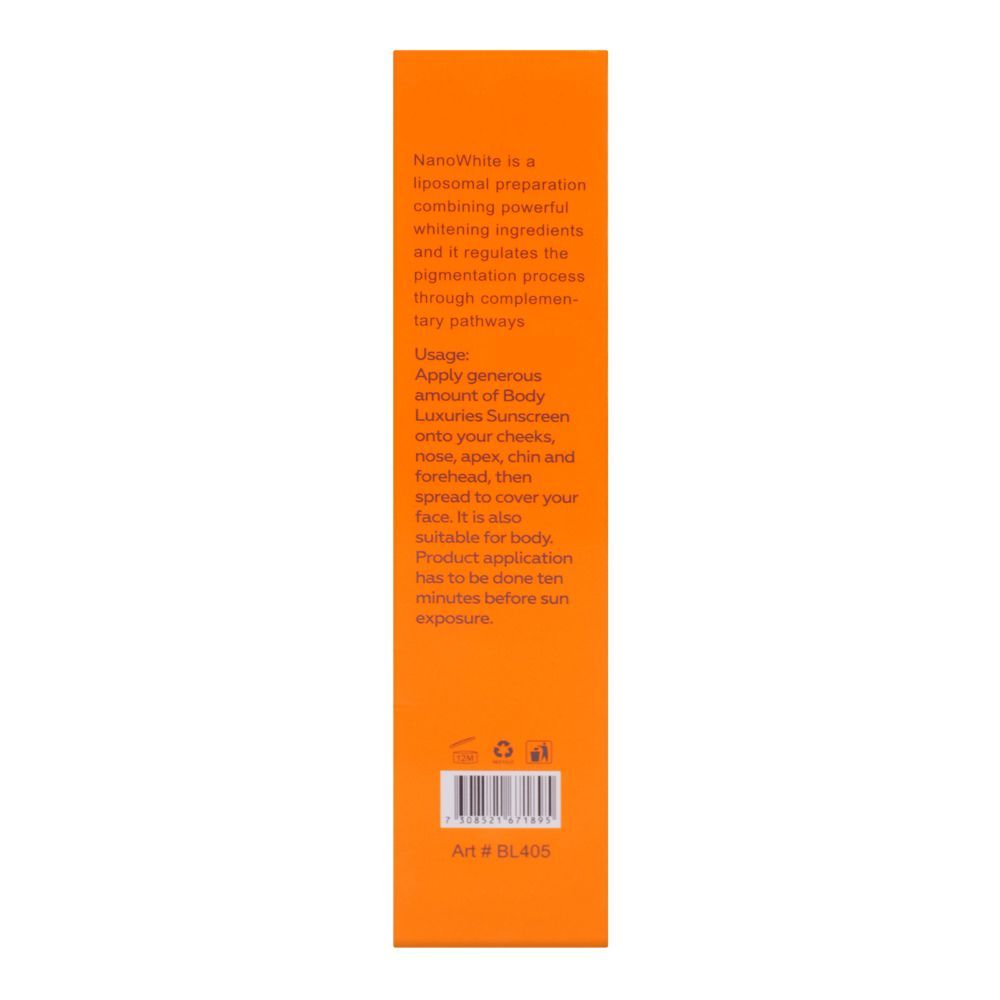 Body Luxuries Nano White Facial Sunscreen SPF+50, 75ml