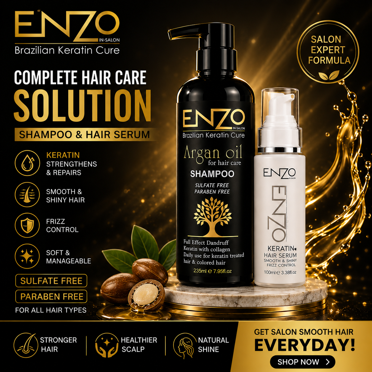 ENZO Hair Serum – Smooth, Shiny &amp; Frizz-Free Hair