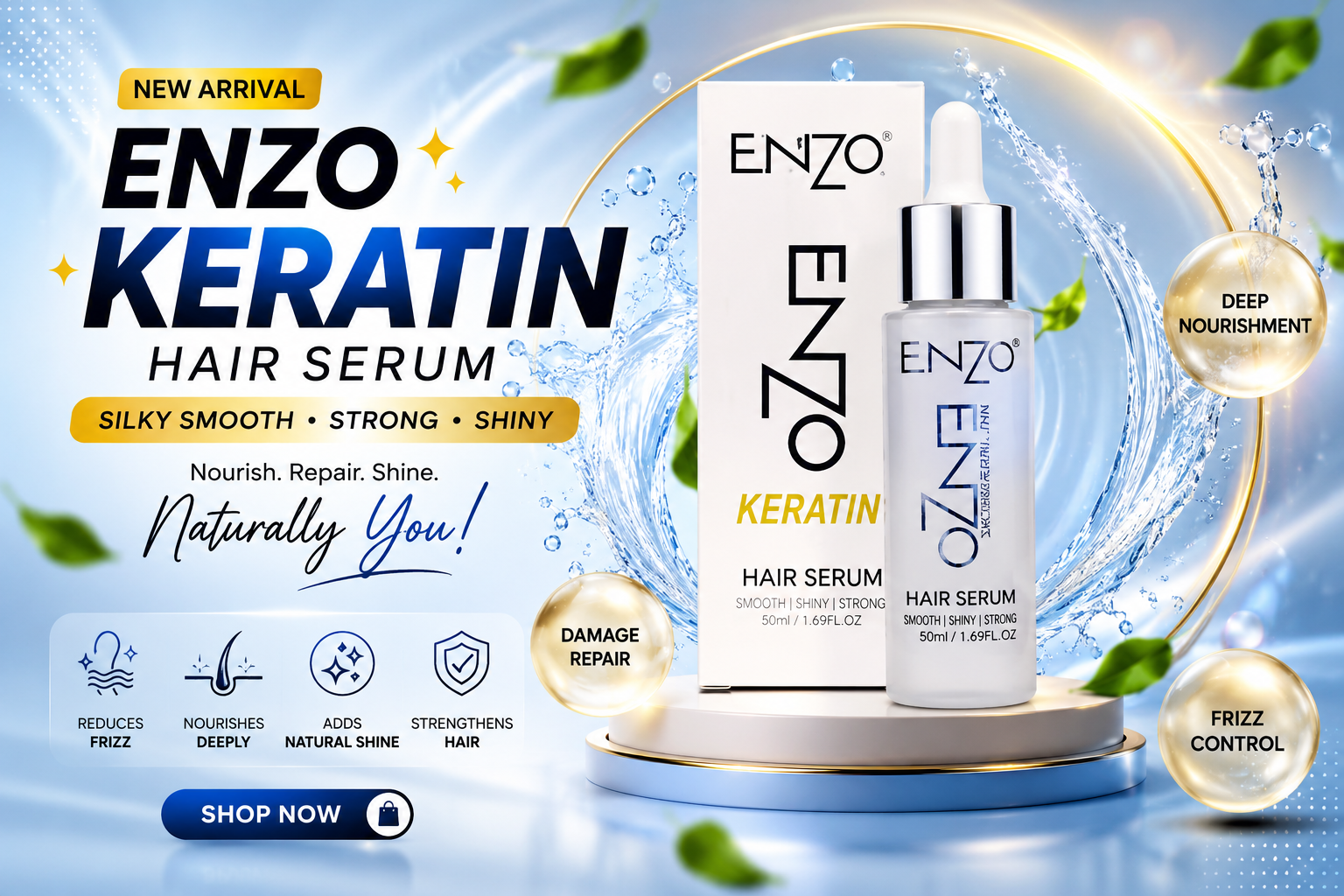 ENZO Hair Serum – Smooth, Shiny &amp; Frizz-Free Hair