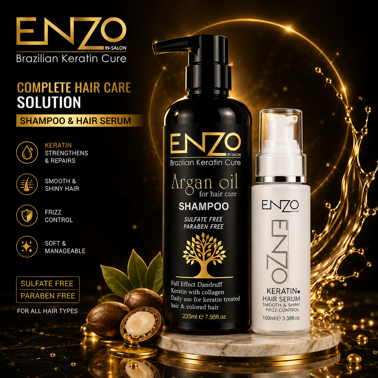 ENZO Hair Serum – Smooth, Shiny &amp; Frizz-Free Hair