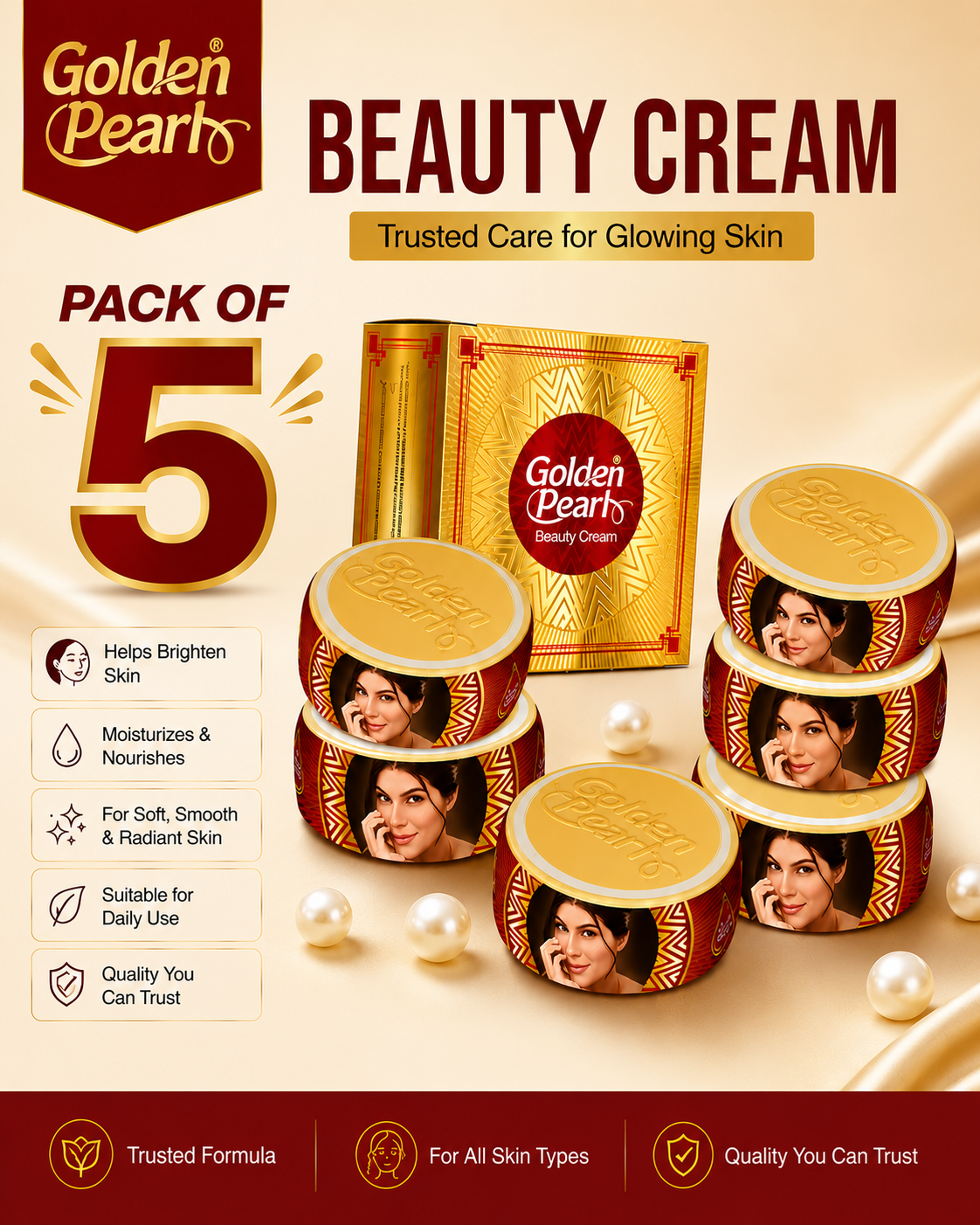 Golden Pearl Cream pack of 5 | Golden pearl Cosmetics Night cream